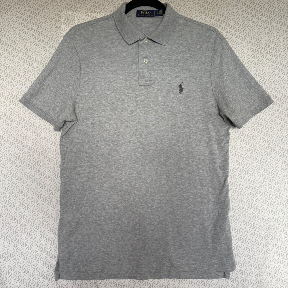 Polo Ralph Lauren Mens Gray Short Sleeve Polo Shirt Classic Fit Size S‎